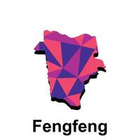 Map of Fengfeng colorful modern polygon geometric design, element graphic illustration template vector