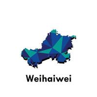 Map of Weihai colorful modern polygon geometric design, element graphic illustration template vector