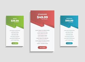 Minimalist Pricing comparison table template design vector