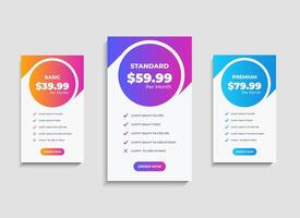 Stylish Pricing comparison table template design vector