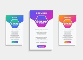 Advanced Pricing comparison table template design vector