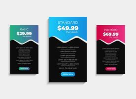 Professional Pricing comparison table template design vector