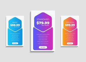 Modern Pricing comparison table template design vector