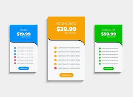 Creative Pricing comparison table template design vector