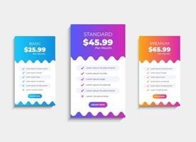 Trendy Pricing comparison table template design vector