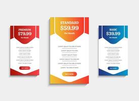 Innovative Pricing comparison table template design vector