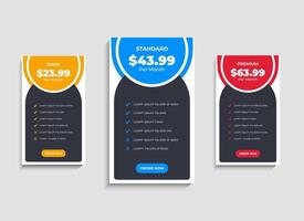 Dynamic Pricing comparison table template design vector