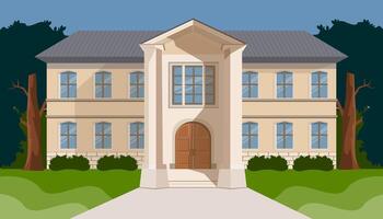 school building background with blue sky vector