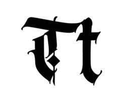 Letter in the Gothic style. Alphabet. Monogram. Elegant font for tattoo. vector