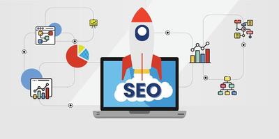 SEO Rocket Launch Computer Concept vector