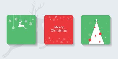 Merry Christmas and Happy New Year Set of greeting card, poster, holiday cover. Modern Xmas design in simple geometric style vector