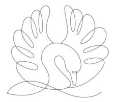 Swan in water line, continuous one line drawing of mute swan, continuous line drawing of a swan gliding on water vector