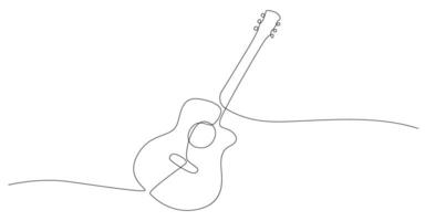 Classical acoustic guitar line , One continuous single line of classic guitar vector