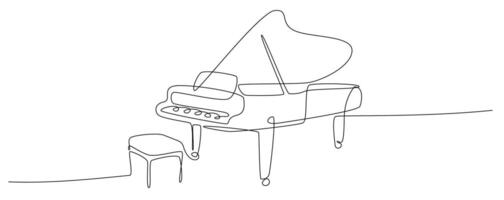 Piano continuous one line, Continuous line art of Piano one line drawing vector