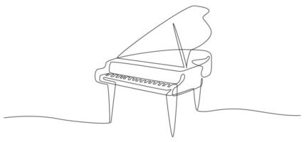 One continuous line drawing of piano, One line piano instrument design, Piano continuous one line vector