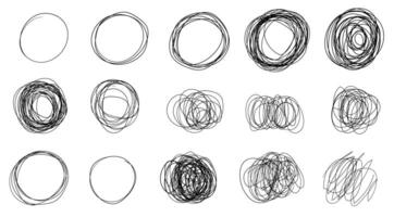 Random chaotic lines, tangled grunge round scribble, hand drawing insane tangled scribble vector