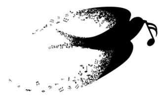Bird, Music notes symbol, musical notes melody in bird shape vector