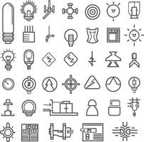 A Collection Of 36 Linear Icons Depicting Various Concepts Related To Electricity And Technology vector