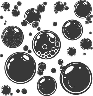 A Collection Of Black And White Bubbles Of Varying Sizes