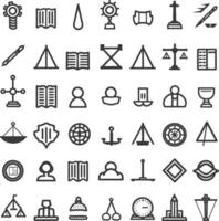 A Collection Of 48 Diverse And Abstract Line Icons vector