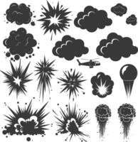 A Collection Of Black And White Explosion And Smoke Graphic Elements vector