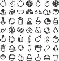 A Collection Of 48 Line Drawings Of Fruits Plants And Other Objects vector