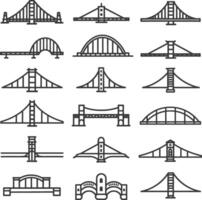 A Collection Of Black And White Bridge Line Drawings vector