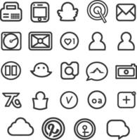 A Collection Of 24 Diverse Outline Icons For Social Media And Mobile Apps vector