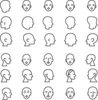 A Collection Of 25 Line Drawings Of Human Heads In Various Views vector