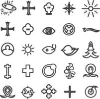 A Collection Of 25 Simple Black And White Line Art Symbols vector