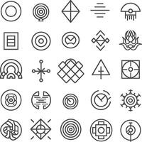 A Collection Of 25 Unique Geometric Line Art Icons vector