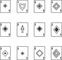 A Collection Of Ace Of Diamonds Playing Cards With Different Suit Symbols vector