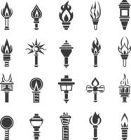 A Collection Of 20 Unique Torch Icons vector