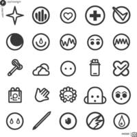 A Collection Of 25 Unique Black And White Circular Icons vector