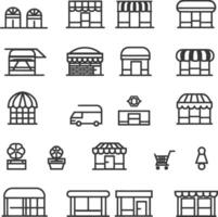 A Collection Of 20 Store Shop And Retail Icon Outlines vector