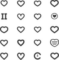 A Collection Of 20 Variations Of Heart Icons vector