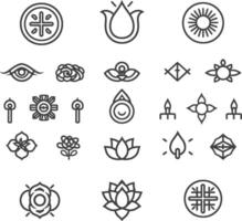 A Collection Of 24 Simple Line Art Spiritual Symbols vector
