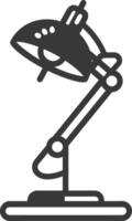 A black and white illustration of a lamp on a desk vector