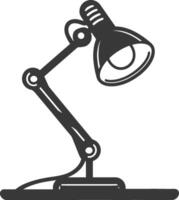 A black and white illustration of a desk lamp vector