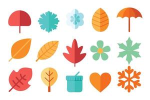 Seasonal patterns icons set vector