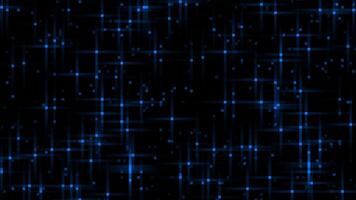 Royal blue color appearing and disappearing glowing shiny stars and glitters on black background video