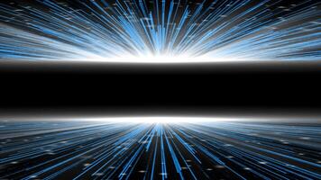 Royal blue color glowing shooting star particles with 3d empty space modern design black technology background video