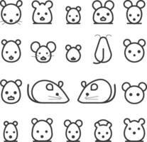 A Collection Of 18 Black And White Mouse Icons With Varying Styles And Poses vector