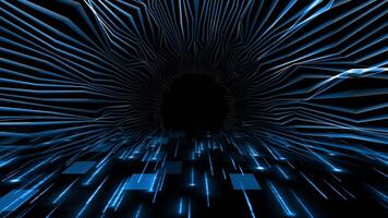 Royal blue color complex pattern abstract 3d tunnel with 3d empty space modern design on black background video