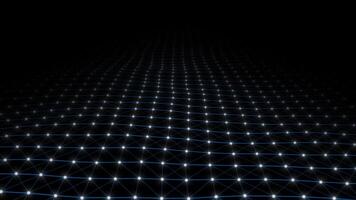 Royal blue color 3d glowing mesh pattern lines and dots modern design black seamless background video