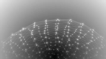 branco e Preto cor malha padronizar brilhando baixo poli geométrico Projeto rotativo ficção científica 3d esfera Sombrio capaz de fazer loops tecnologia fundo video