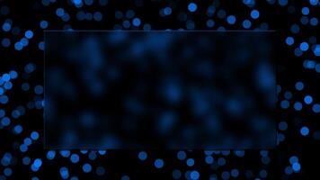Royal blue color appearing and disappearing bokeh particles with morph glass or blur space black background for presentation video