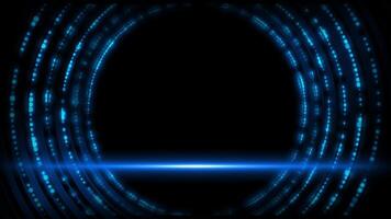royal blue color 3d circular ring shapes with glowing circular dots and 3d space hi-tech design black futuristic background video