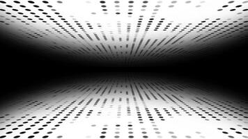 bianca e nero colore circolare puntini apparendo e scomparsa con 3d vuoto spazio moderno design loop-in grado geometrico sfondo video