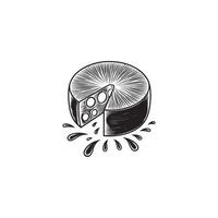 A black and white logo of a piece of cheese vector
